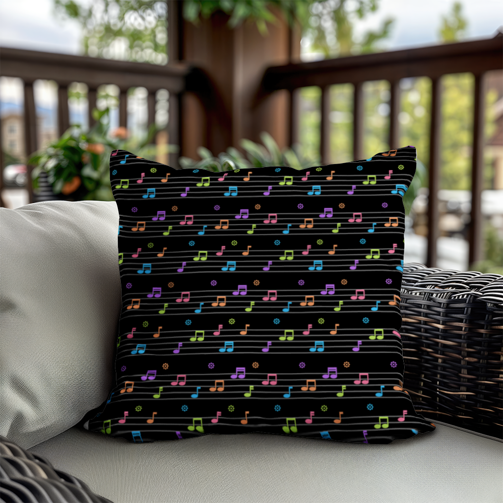 Vibrant Neon Music Notes and Rhythm Seamless Pattern Decorative pillow cover