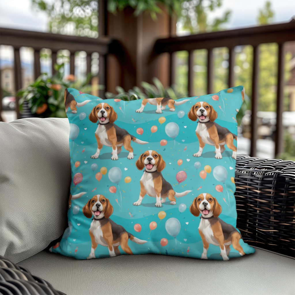 Cute Beagle Dog and Colorful Balloons Seamless Pattern Decorative pillow cover