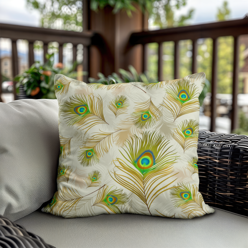 Elegant Peacock Feathers and Exotic Nature Seamless Pattern Decorative pillow cover