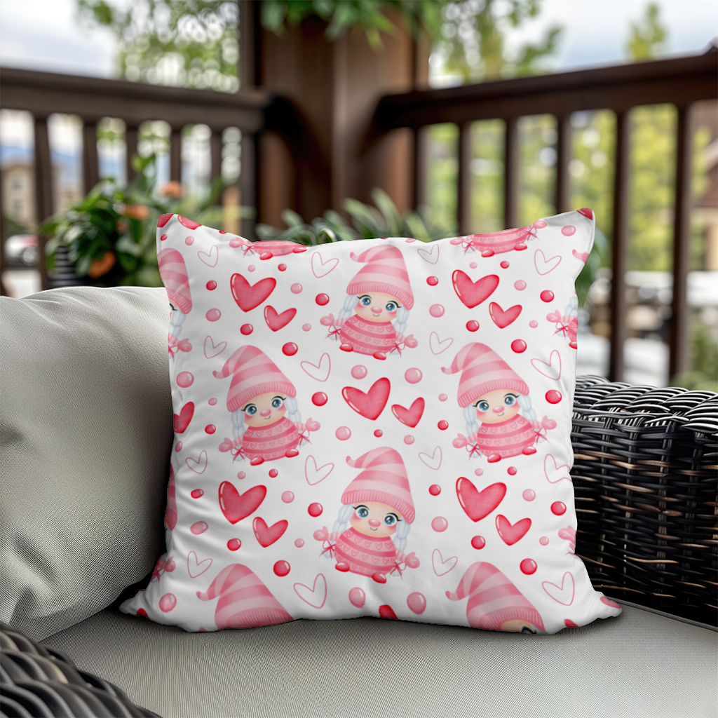 Cute Pink Baby Girl Valentines Day Heart Pattern Design Decorative pillow cover