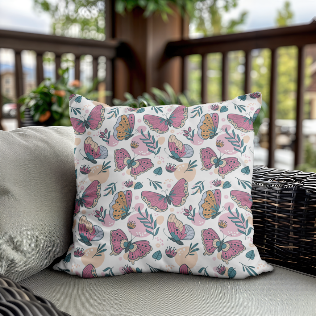 Pastel Butterflies and Botanical Leaves Seamless Pattern Decorative pillow cover