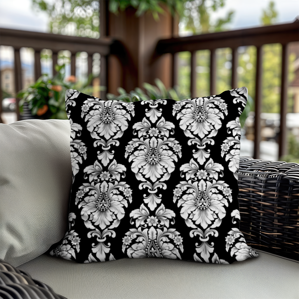 Black and White Baroque Floral Pattern Decorative pillow cover