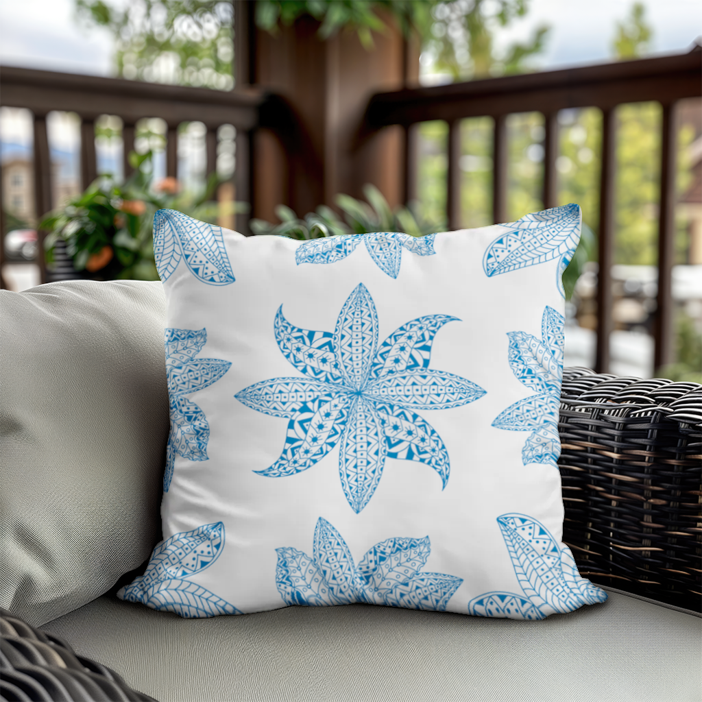 Blue Mandala Floral and Leaf Zentangle Pattern Decorative pillow cover