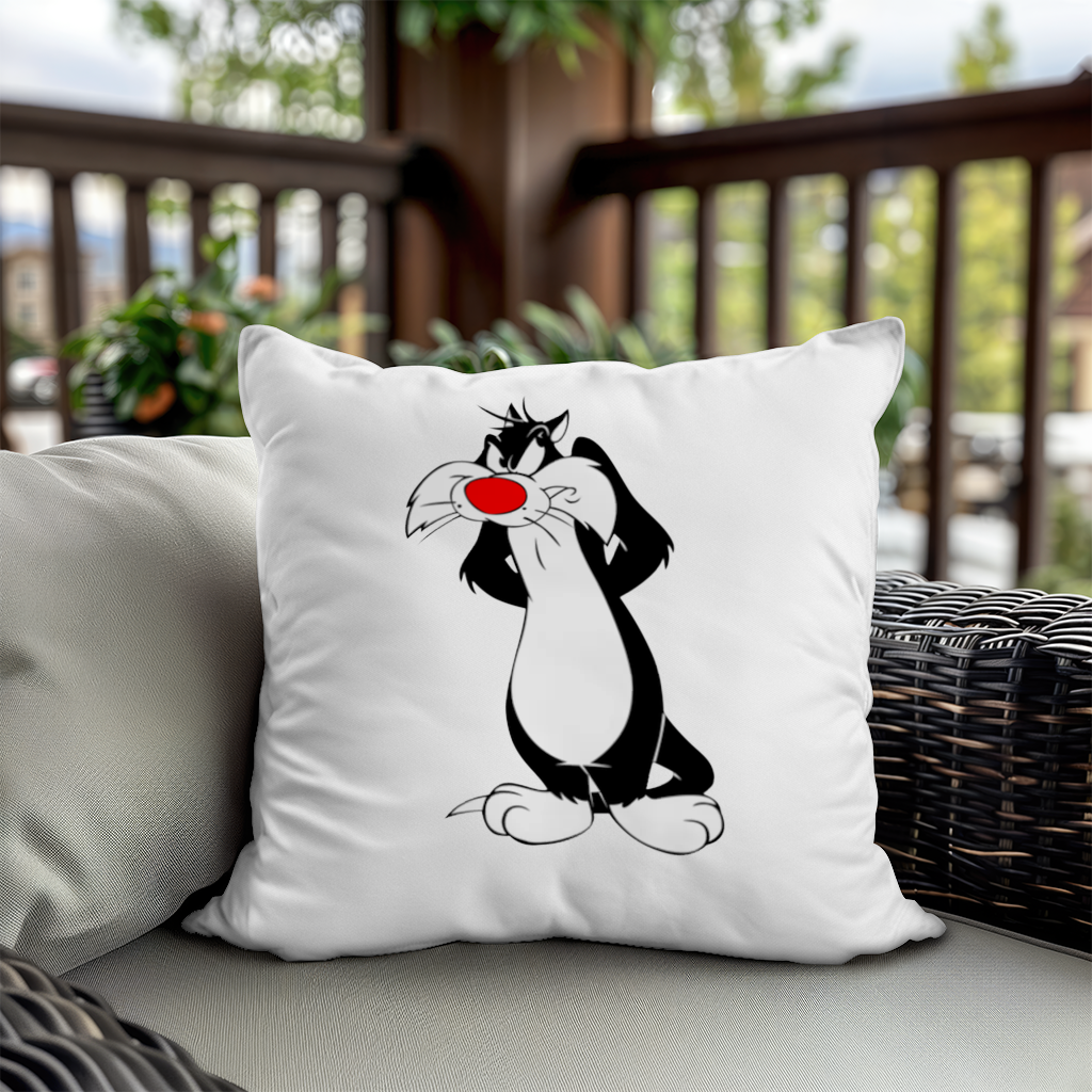 Funny Cartoon Cat Illustration Decorative pillow cover