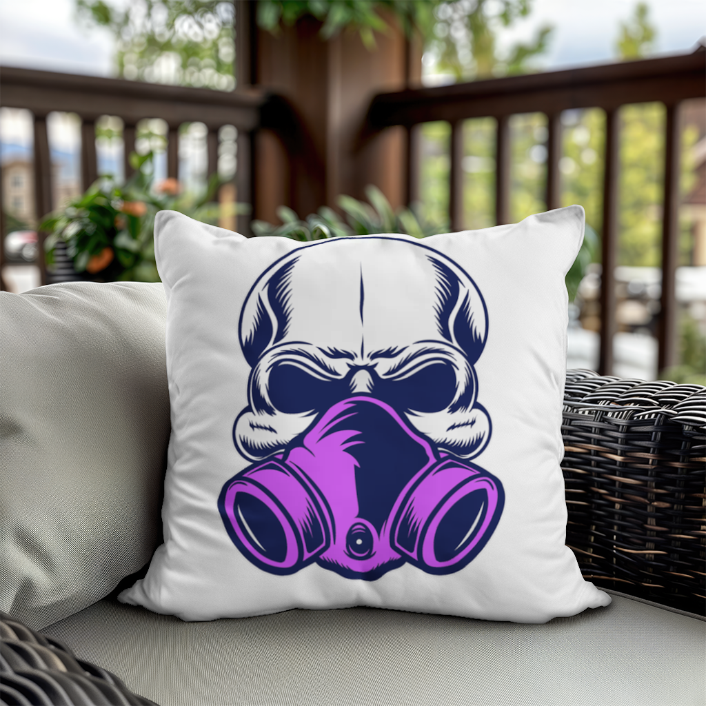 Skull with Gas Mask Illustration Modern and Edgy Design Decorative pillow cover