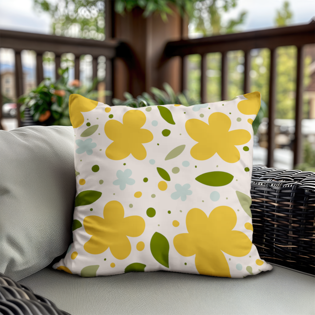 Yellow Floral and Leaf Boho Seamless Pattern Decorative pillow cover