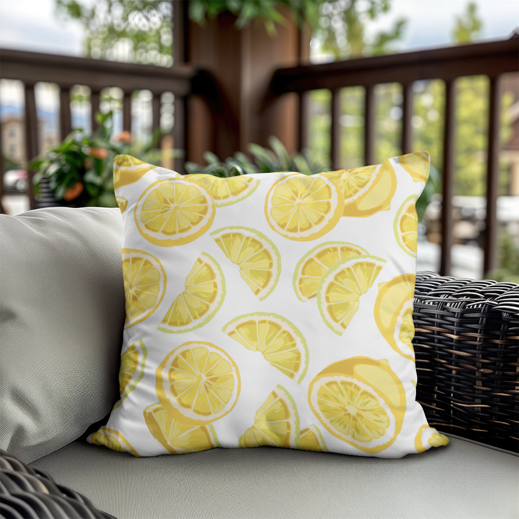 Fresh Lemon Slices Vibrant Summer Pattern Decorative pillow cover