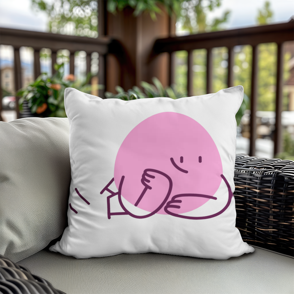 Cute Pink Lying Character Illustration Decorative pillow cover
