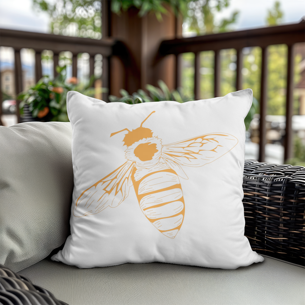 Minimal Orange Bee Illustration Decorative pillow cover