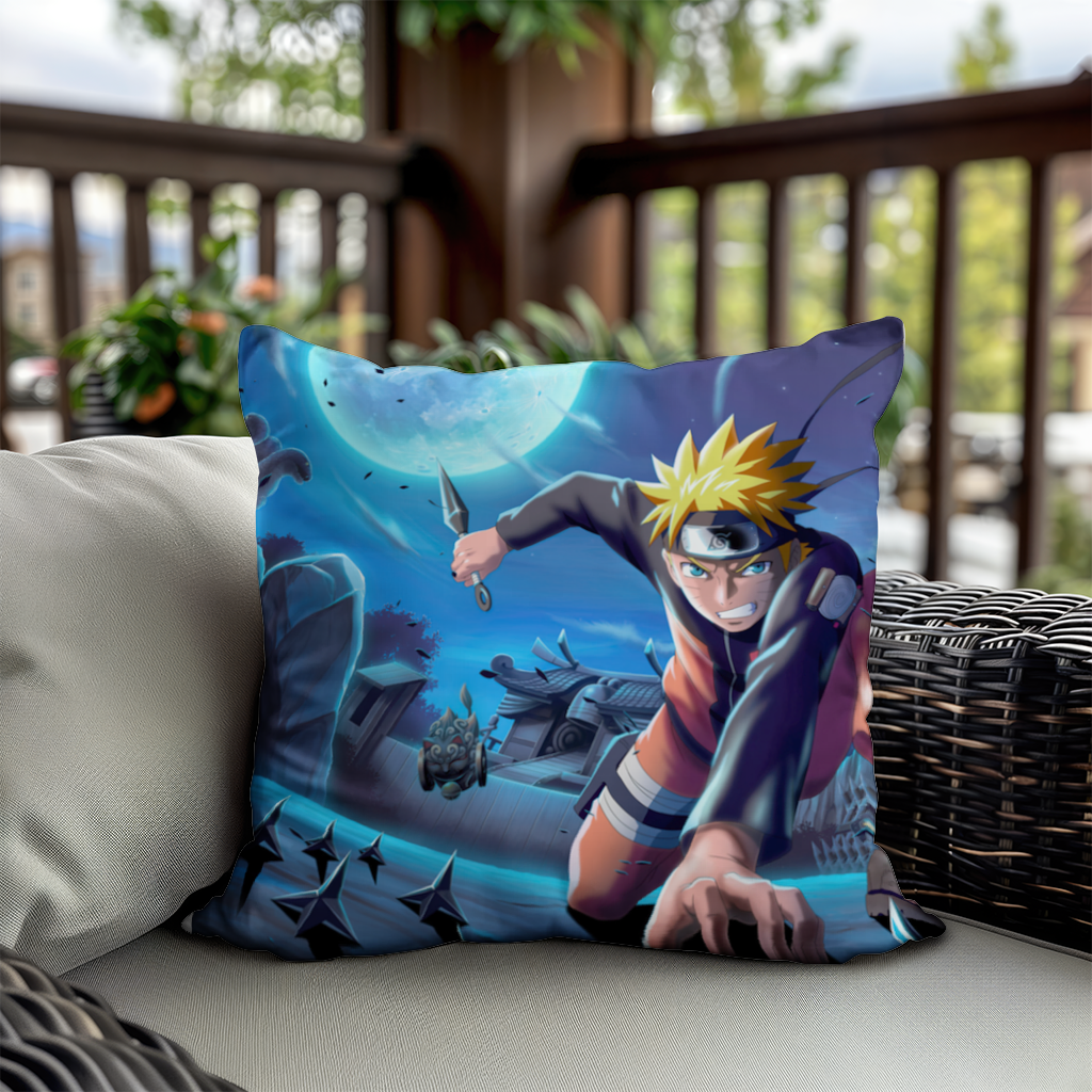 Naruto Uzumaki  Shinobi Strike Under the Moonlight Decorative pillow cover