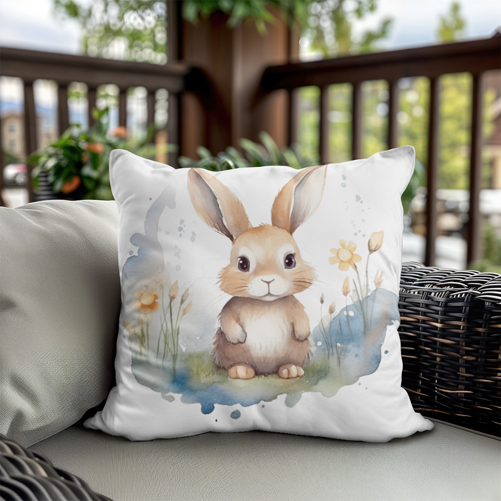 Cute Bunny Watercolor Illustration Decorative pillow cover