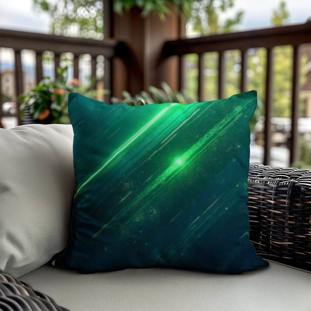 Green bright strips on black background. Decorative pillow cover