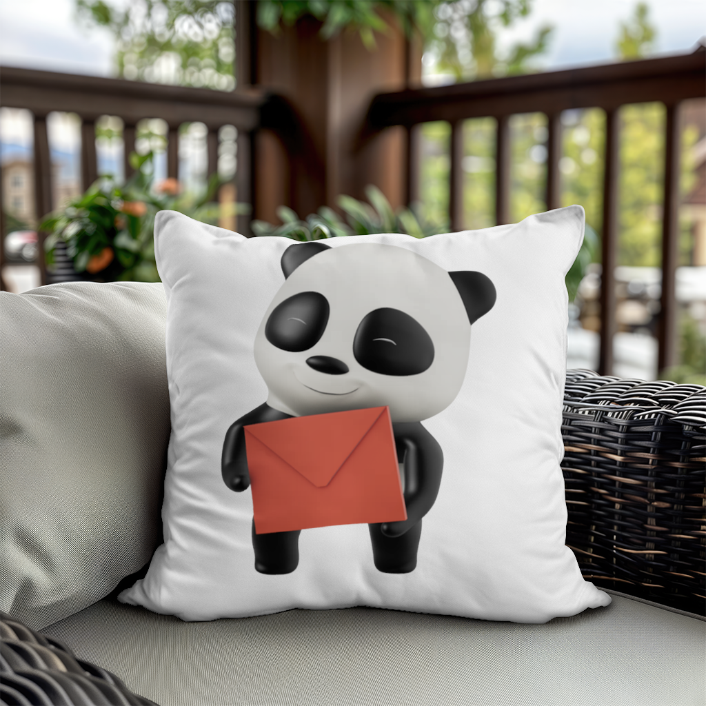 Happy Panda Character Holding Red Envelope Decorative pillow cover