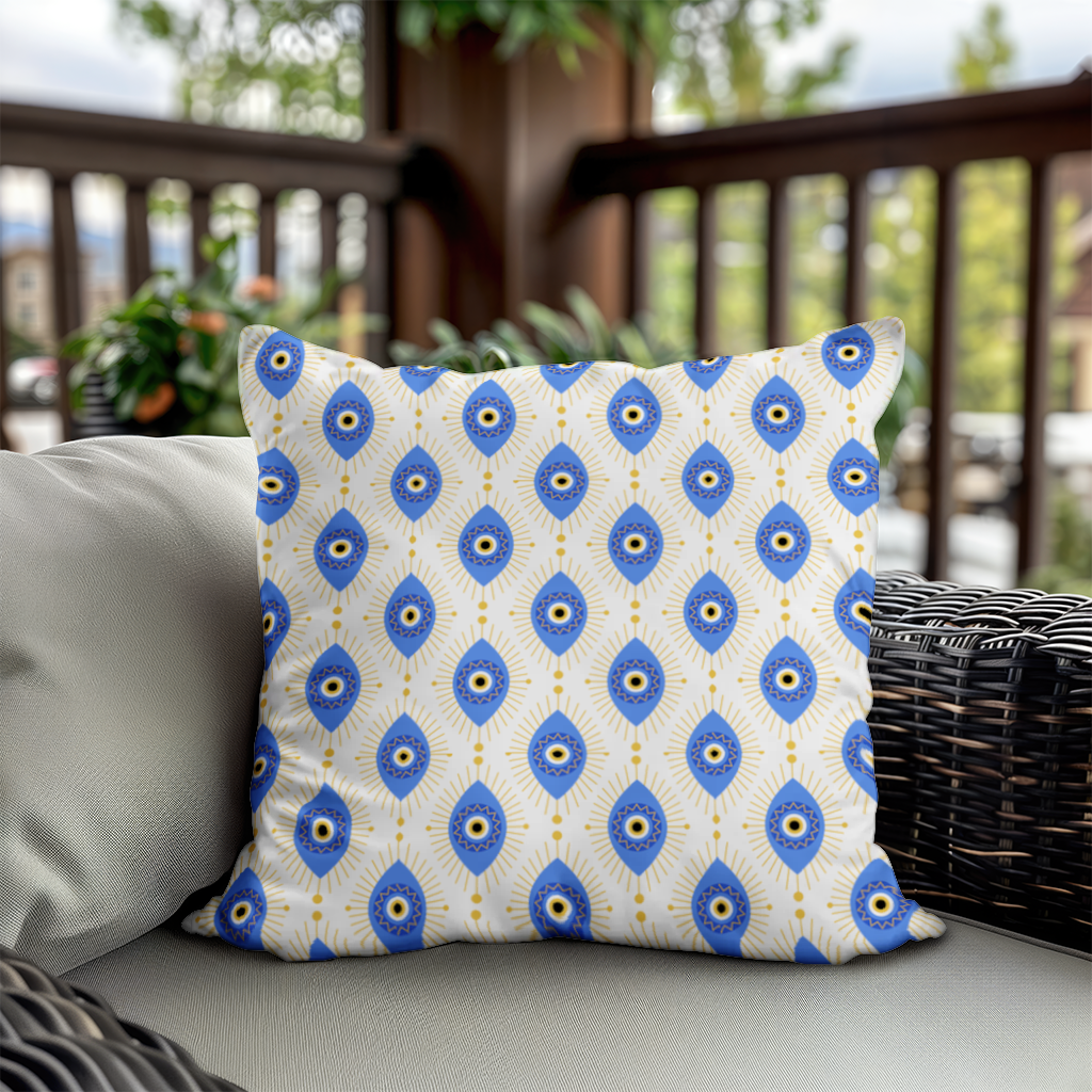 Modern Evil Eye Pattern with Sunburst Rays Decorative pillow cover