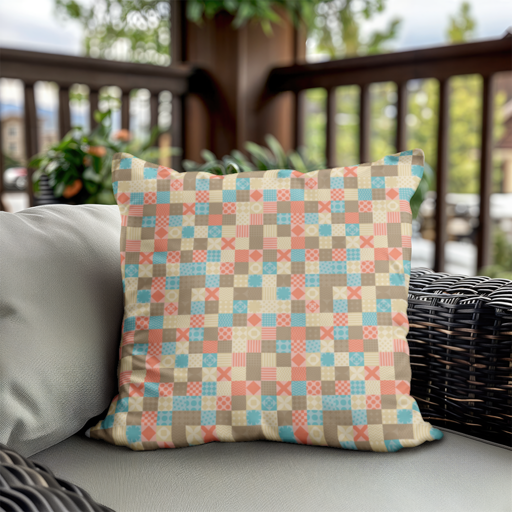 Colorful Modern Geometric Square Pattern Decorative pillow cover
