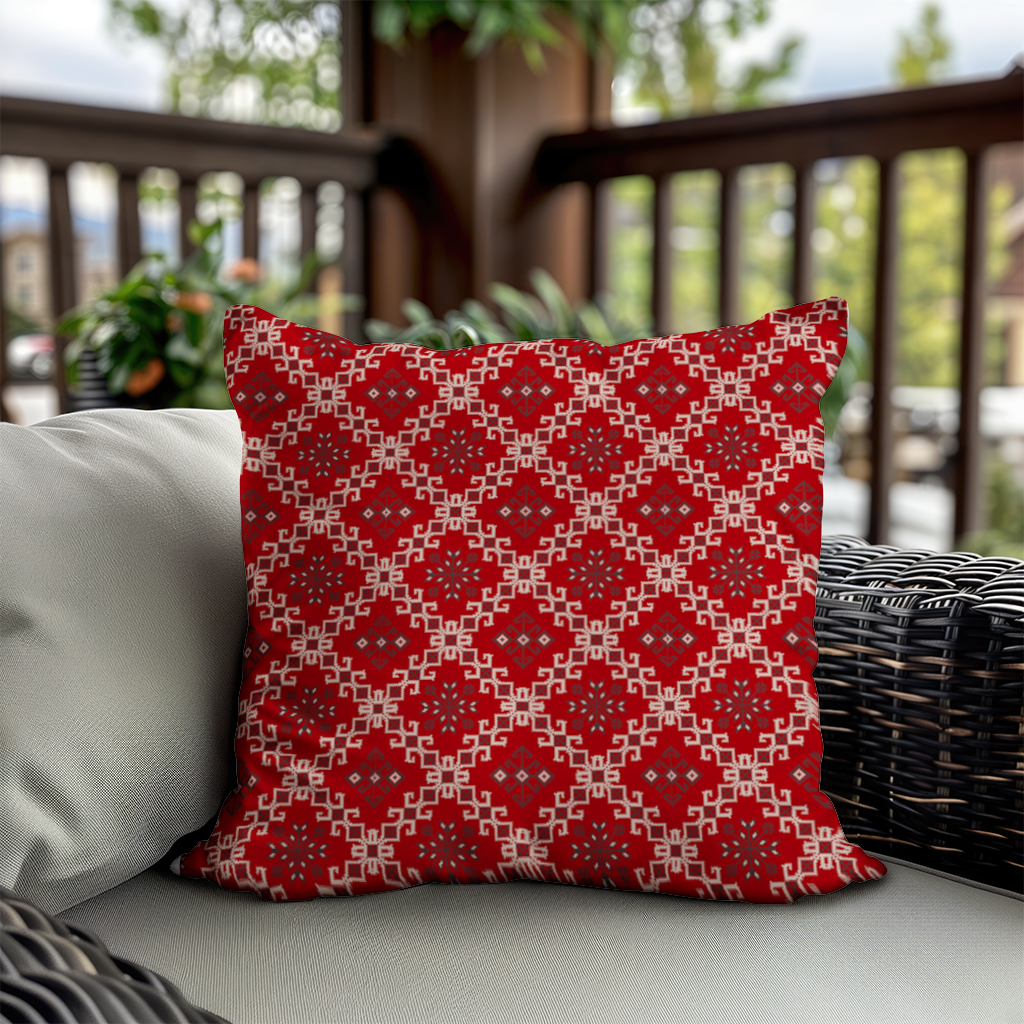 Red Ethnic Embroidery Pattern Decorative pillow cover