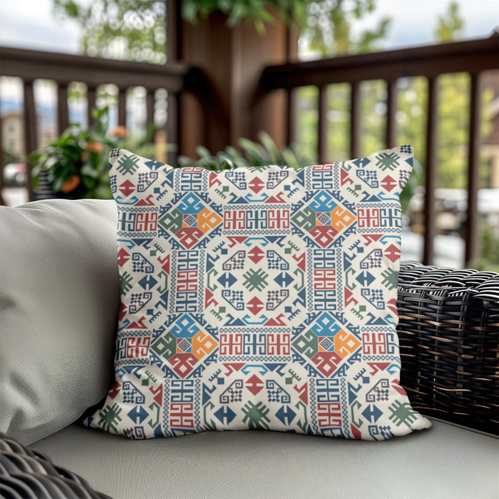 Multicolor Ethnic Geometric Motif Decorative pillow cover