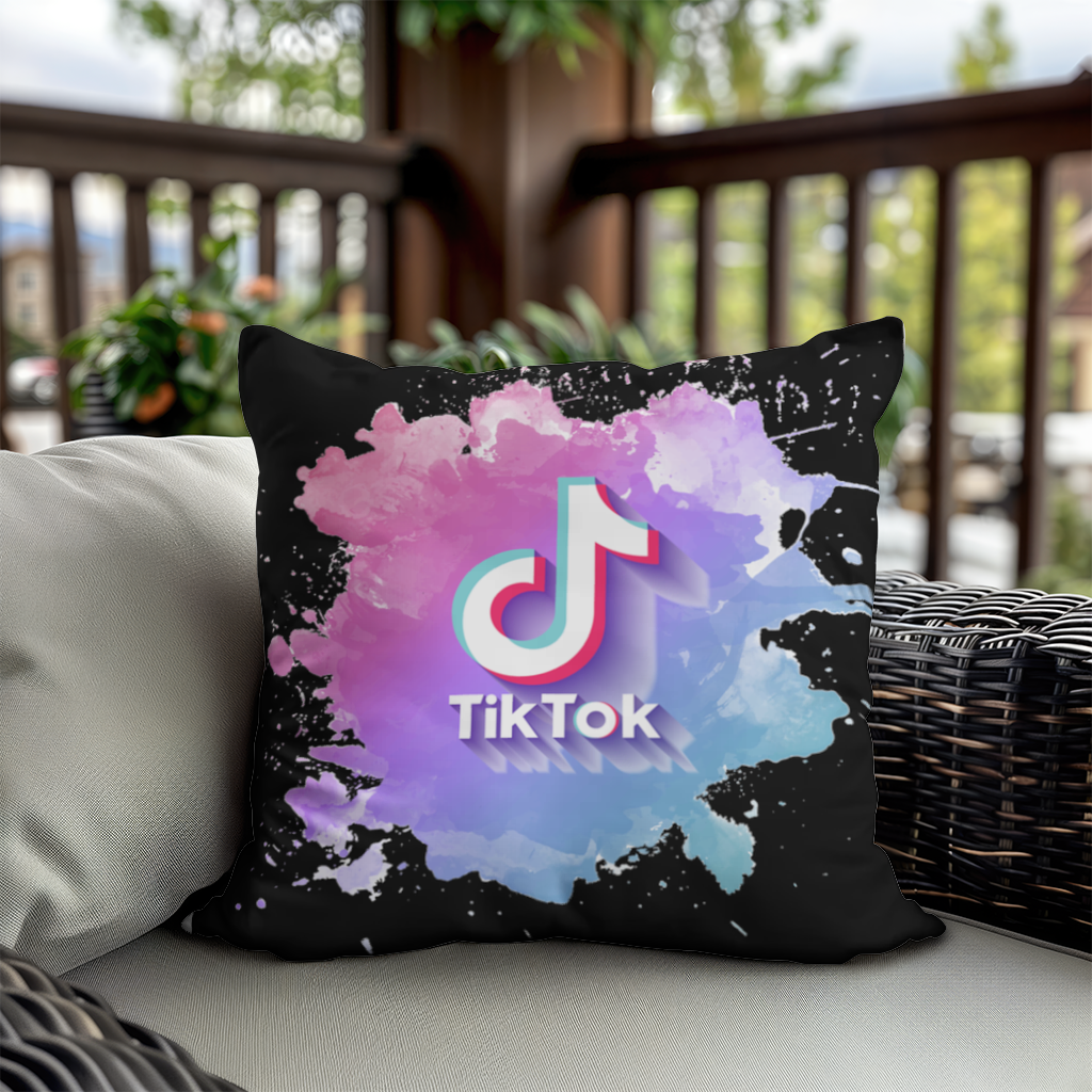 TikTok Logo with Watercolor Effect Decorative pillow cover