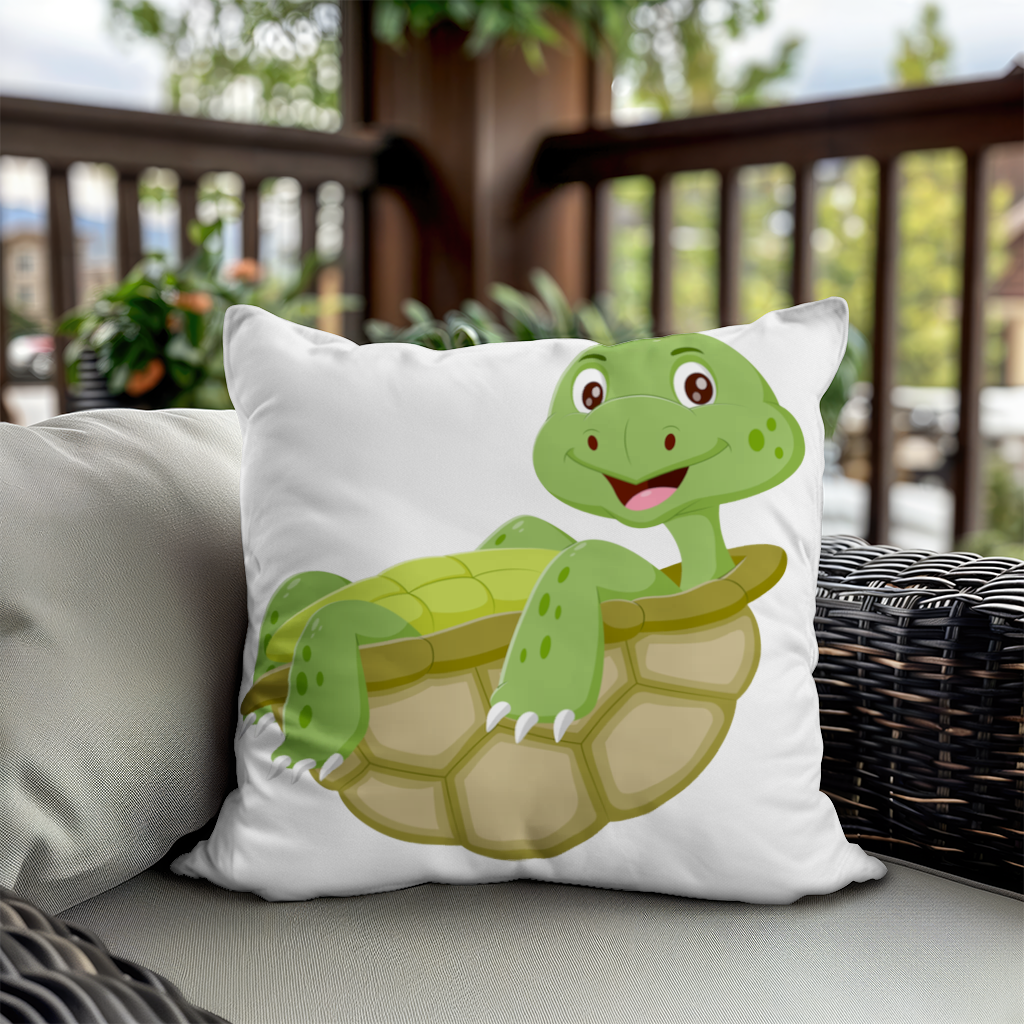 Happy Smiling Green Turtle in Shell Decorative pillow cover