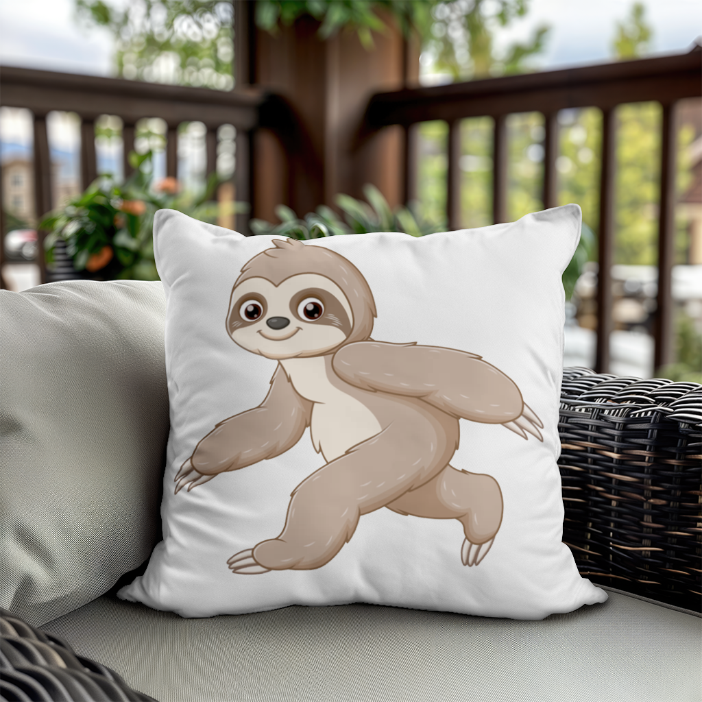 Cute Joyful Walking Sloth Decorative pillow cover