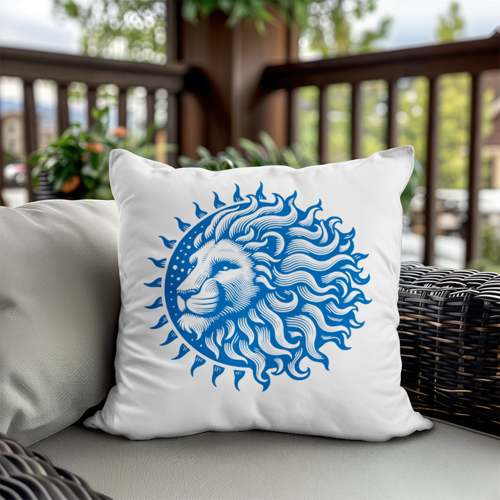 Leo Zodiac Sun and Moon Blue Motif Decorative pillow cover
