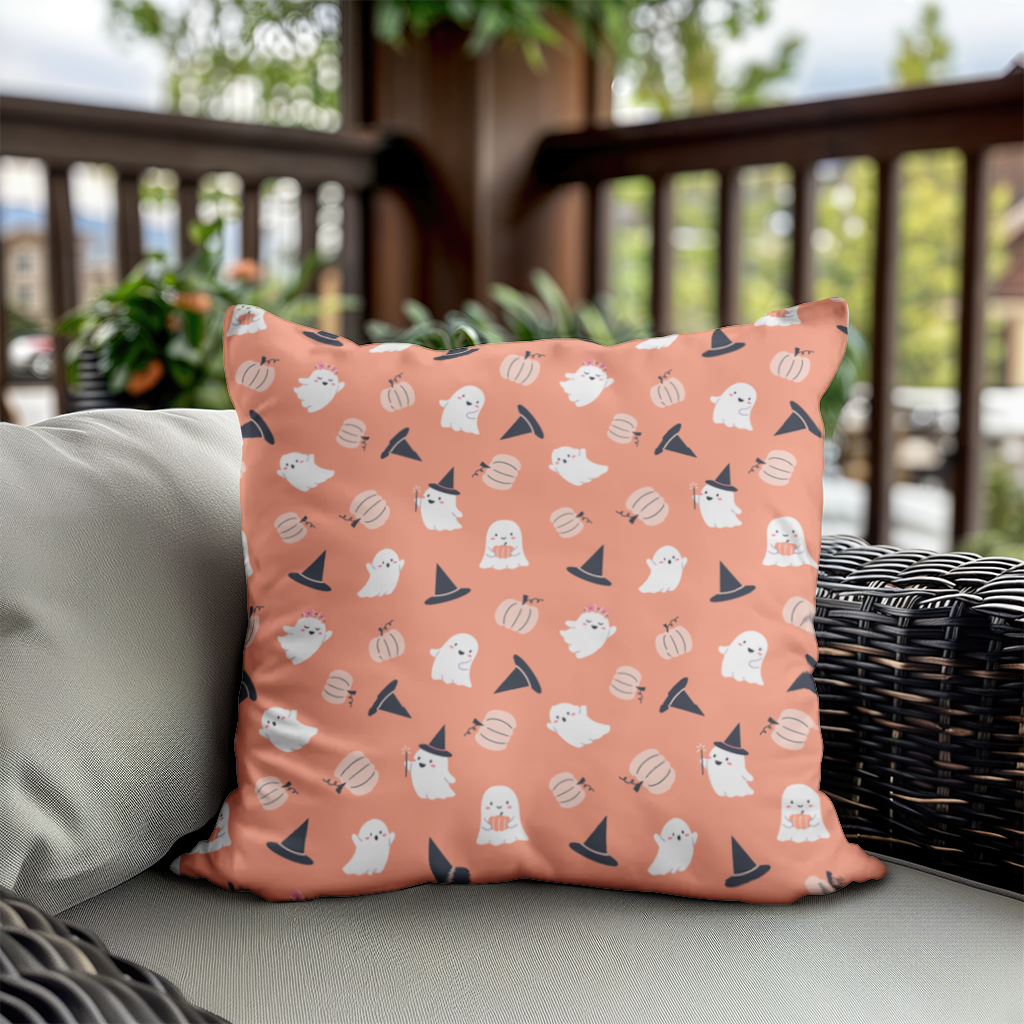 Cute Pumpkin and Witch Hat Ghost Pattern Decorative pillow cover