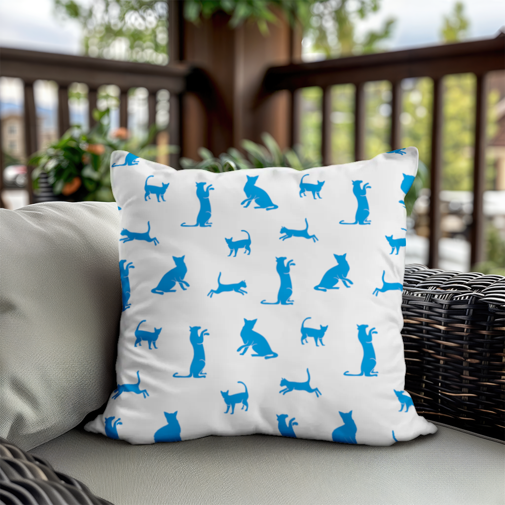 Blue Cat Silhouettes Seamless Pattern Decorative pillow cover
