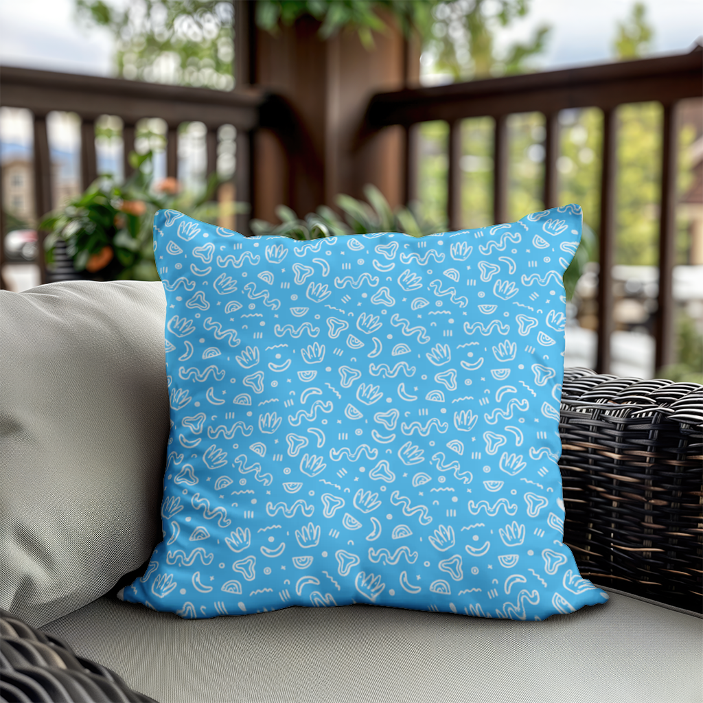 Blue Abstract Doodle Decorative pillow cover