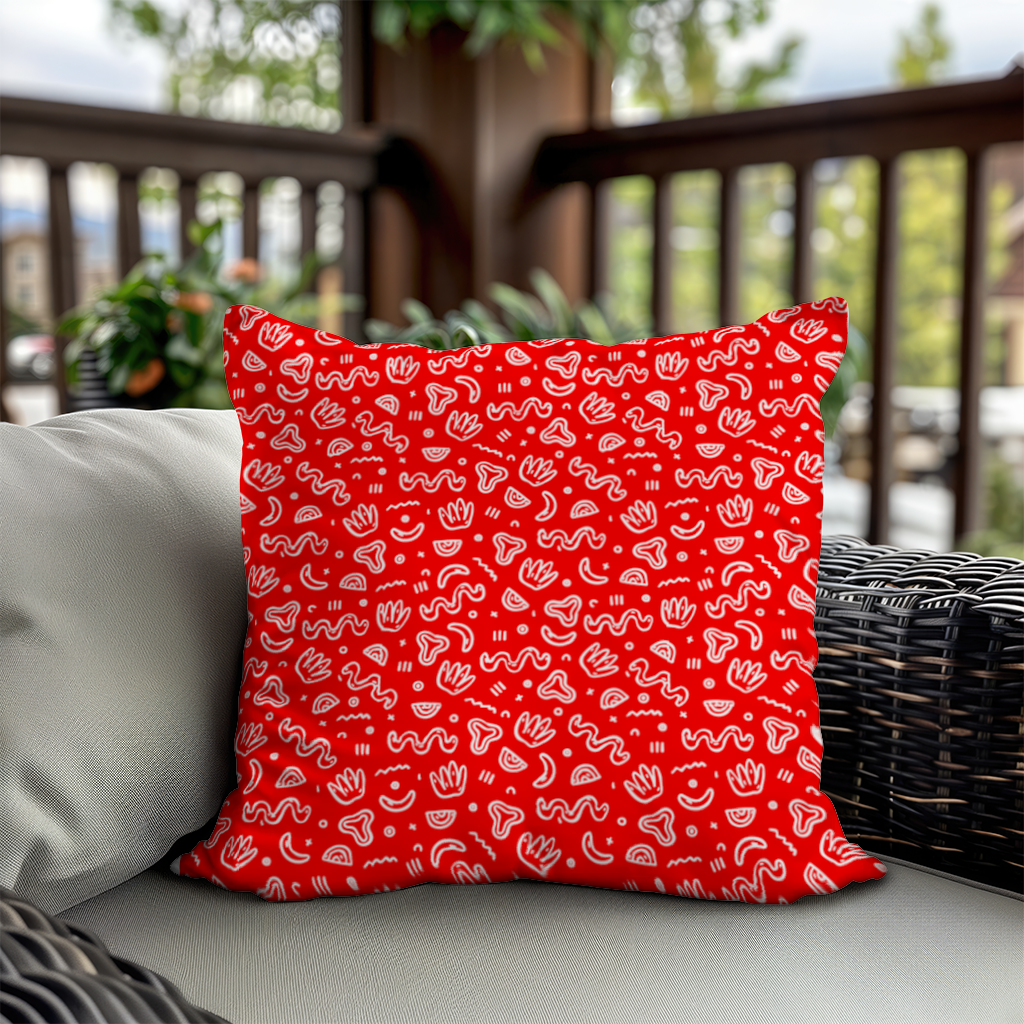 Red Abstract Doodle Decorative pillow cover