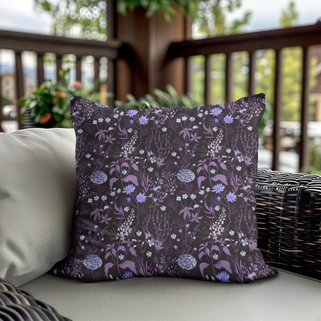 Purple Gothic Botanical Decorative pillow cover
