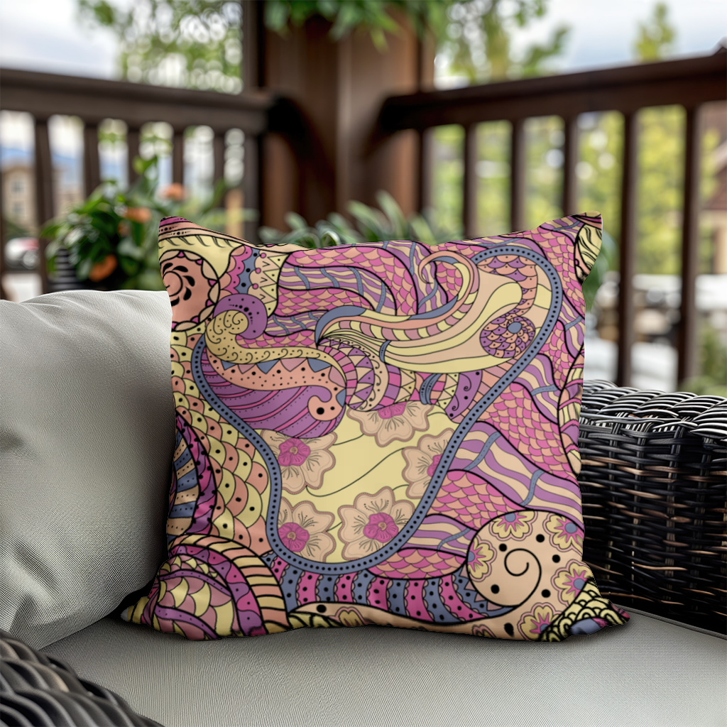 Psychedelic Zentangle Floral Decorative pillow cover
