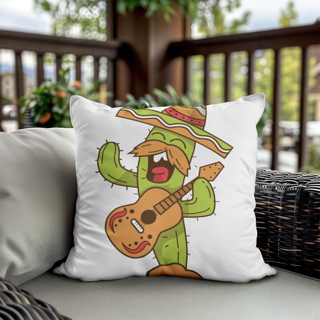 Mariachi Cactus Playing Guitar Decorative pillow cover