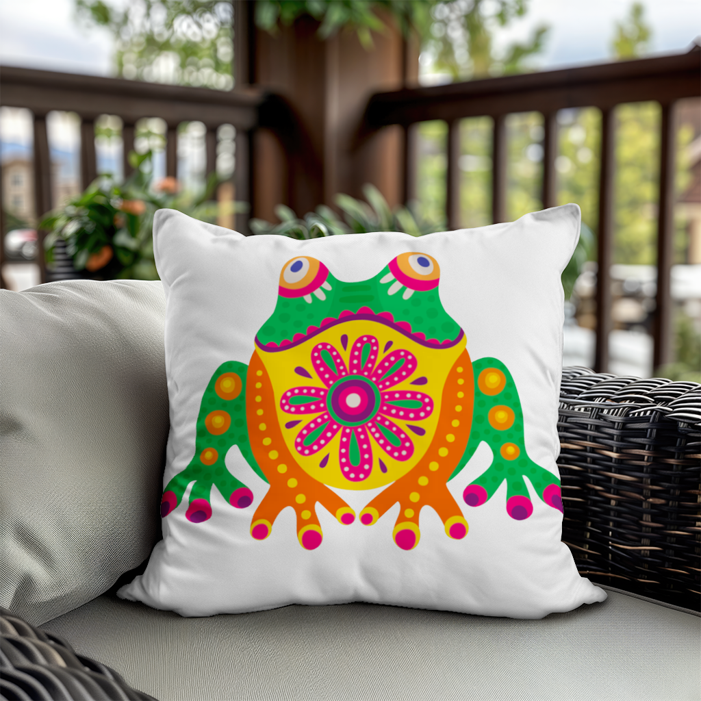 Mexican Alebrije Frog Decorative pillow cover