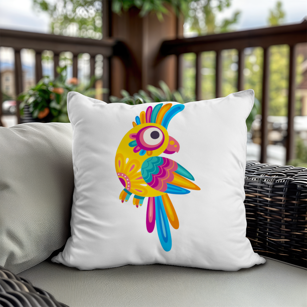 Vibrant Tropical Parrot Folk Decorative pillow cover