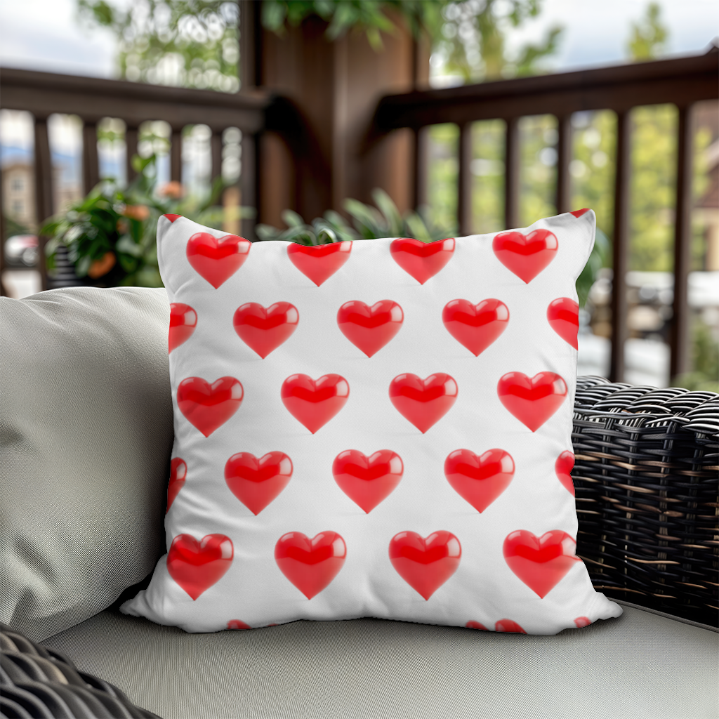 Glossy Red 3D Heart Decorative pillow cover