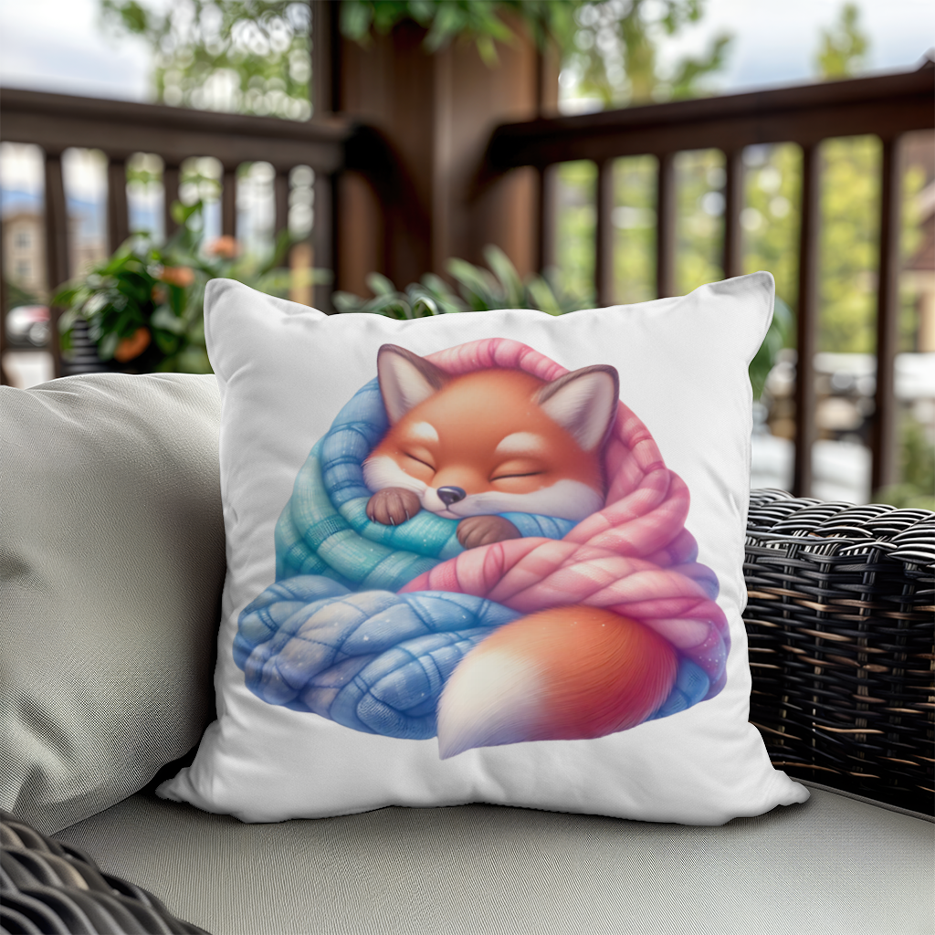 Sleeping Fox Knitted Blanket Decorative pillow cover
