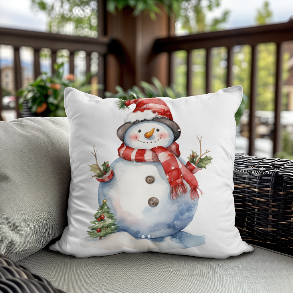 Whimsical Red Snowman Decorative pillow cover