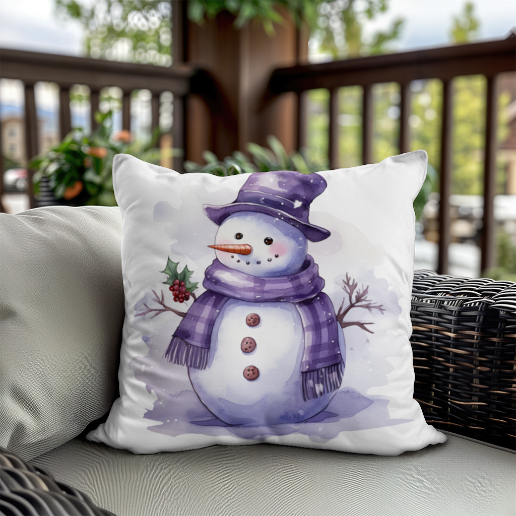 Whimsical Purple Snowman Decorative pillow cover
