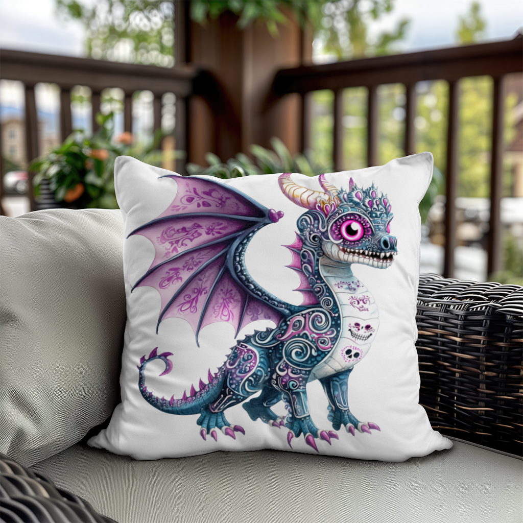 Purple Sugar Skull Dragon Decorative pillow cover