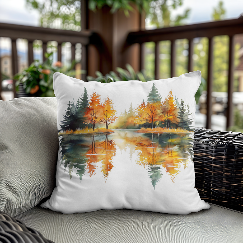 Autumn Forest Lake Reflection Decorative pillow cover