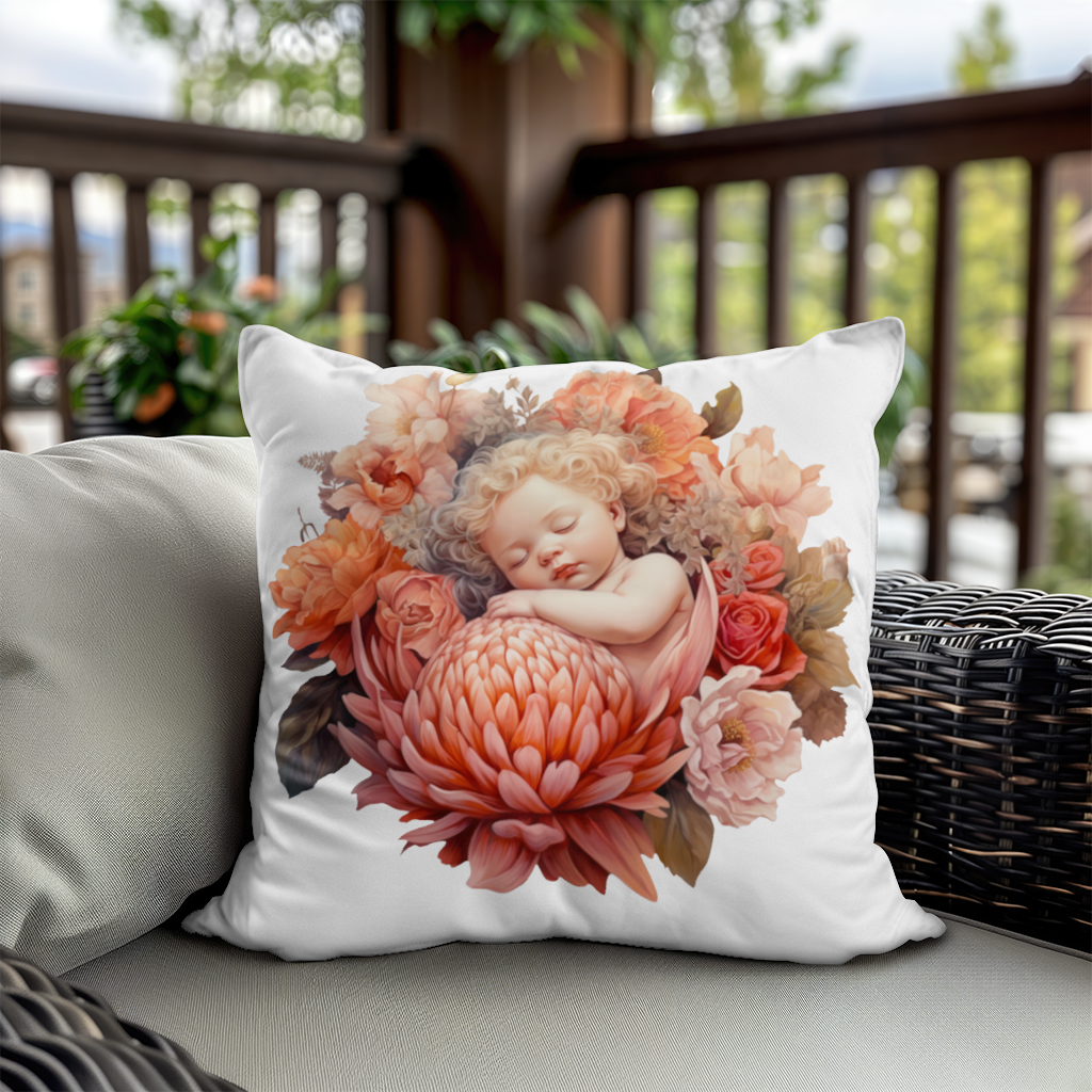 Ethereal Cottagecore Sleeping Baby Decorative pillow cover