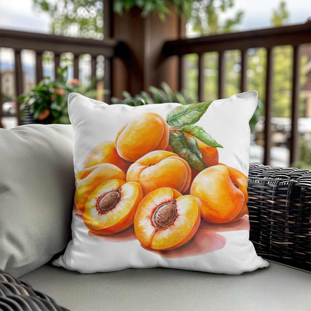 Watercolor Apricot and Leaves Decorative pillow cover