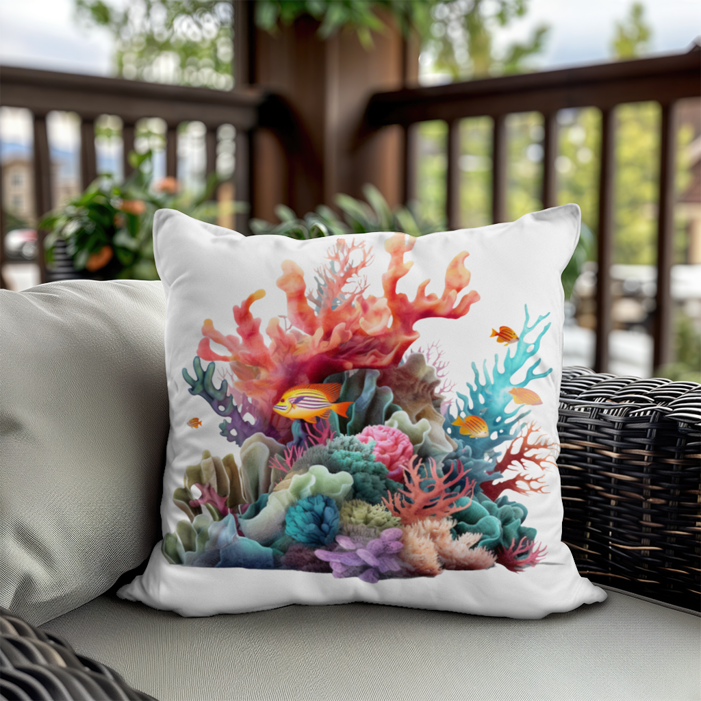 Vibrant Coral Reef and Tropical Fish Decorative pillow cover