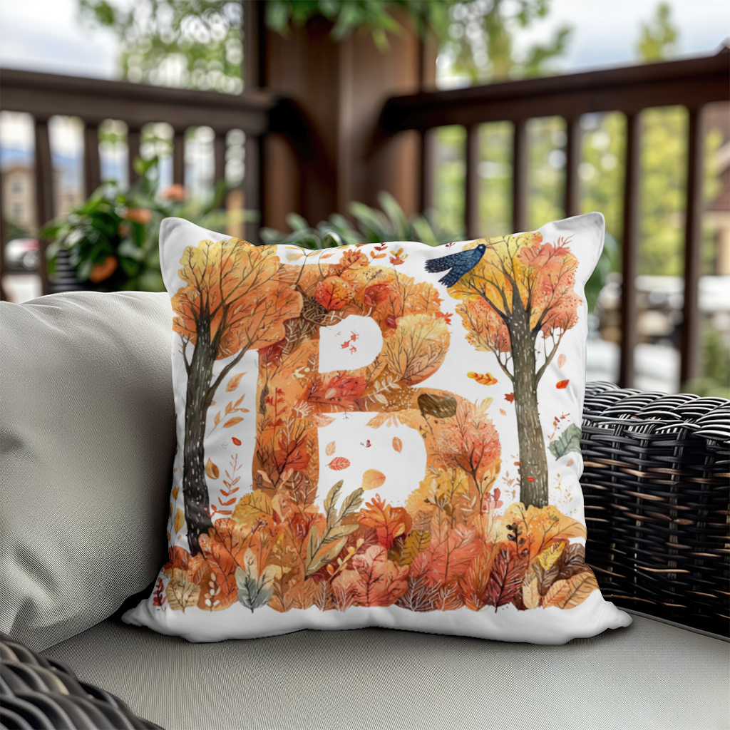 Fall Foliage Letter B Decorative pillow cover