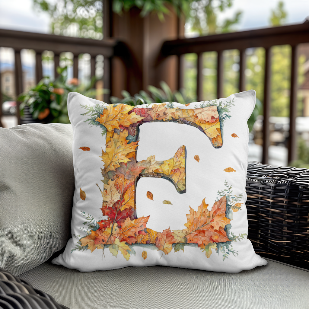 Autumn Maple Leaf Letter E Decorative pillow cover