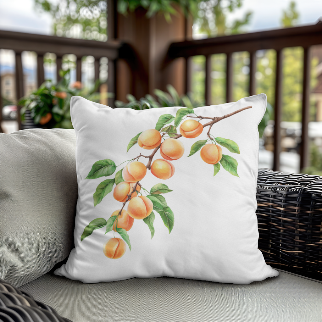 Ripe Orange Apricot Fruit Branch Decorative pillow cover