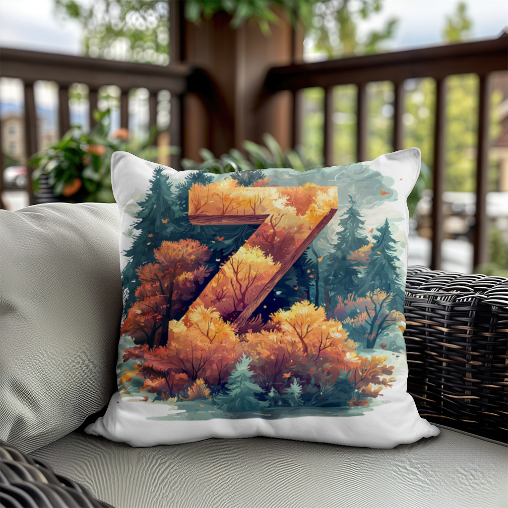 Autumn Leaf Forest Letter Z Decorative pillow cover