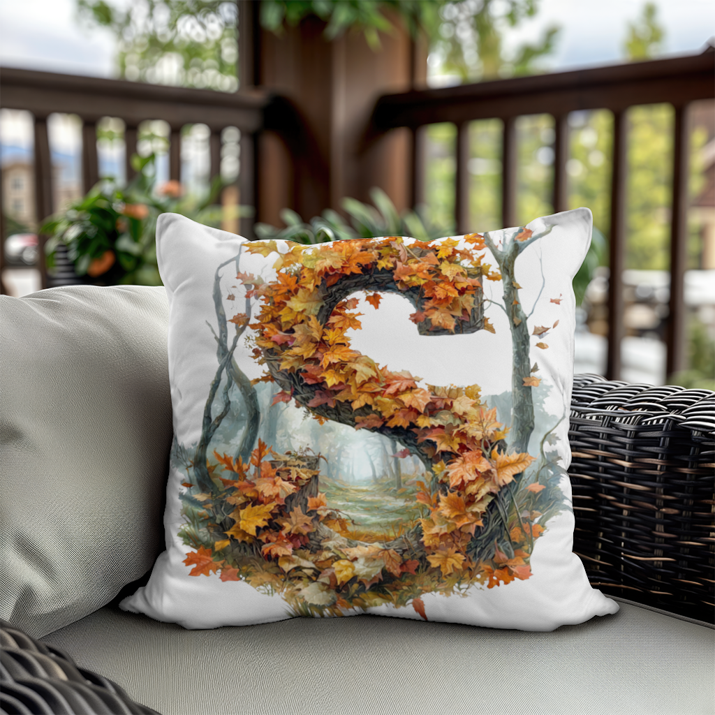 Autumn Maple Leaf Letter S Decorative pillow cover