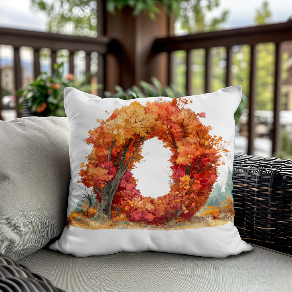 Autumn Leaf Letter O Decorative pillow cover