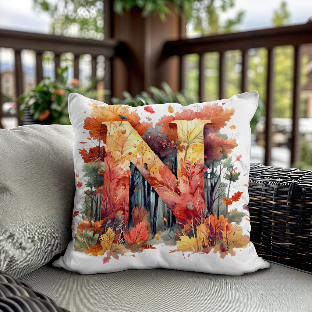 Autumn Leaf Monogram N Decorative pillow cover